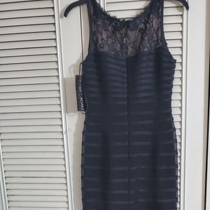 Betsy & Adam Black Mermaid Lace Dress